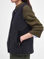Barbour® Black Dulsie 100% Cotton Borg Gilet - Image 4 of 8