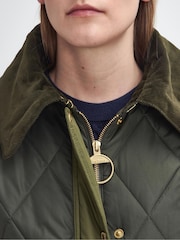 Barbour® Green 100% Cotton Cookston Longline Diamond Quilt Patch Coat - Image 5 of 9