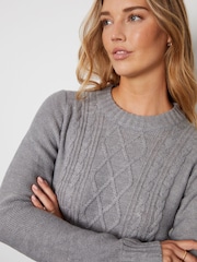 Threadbare Grey Cable Knit Midi Jumper Dress - Image 4 of 4