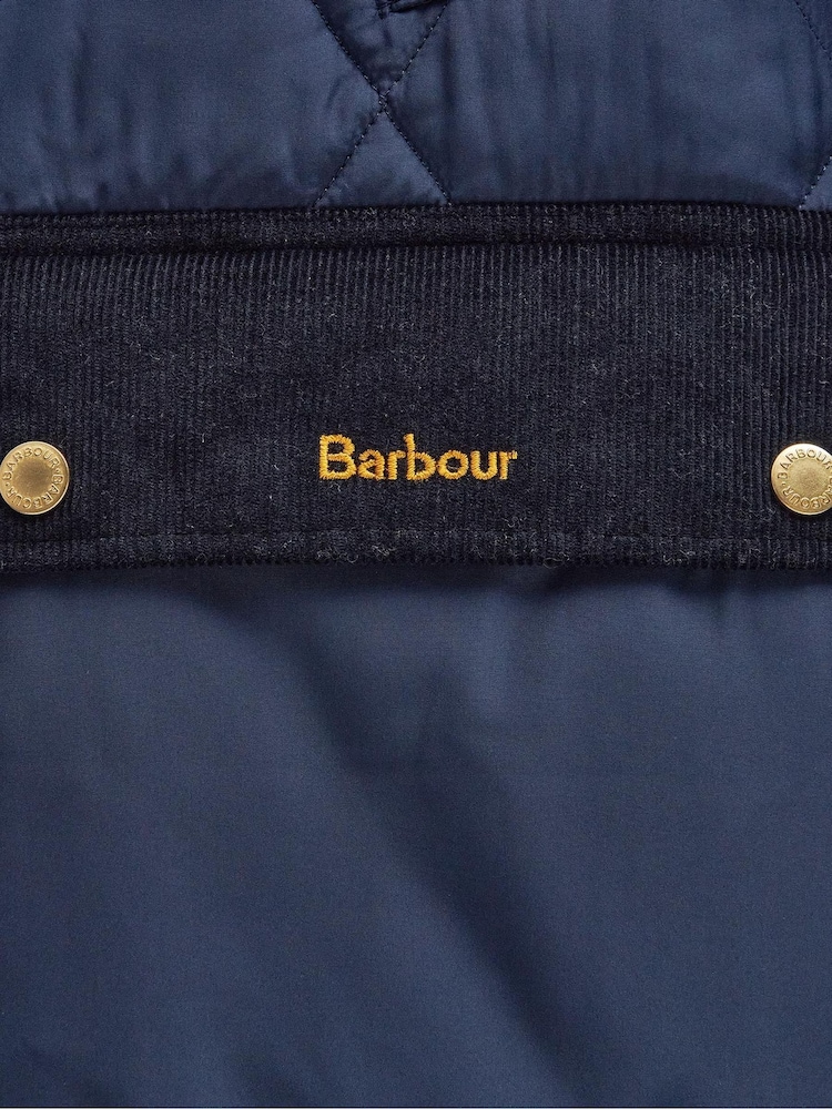 Barbour® Navy 100% Cotton Cookston Longline Diamond Quilt Patch Coat - Image 10 of 10