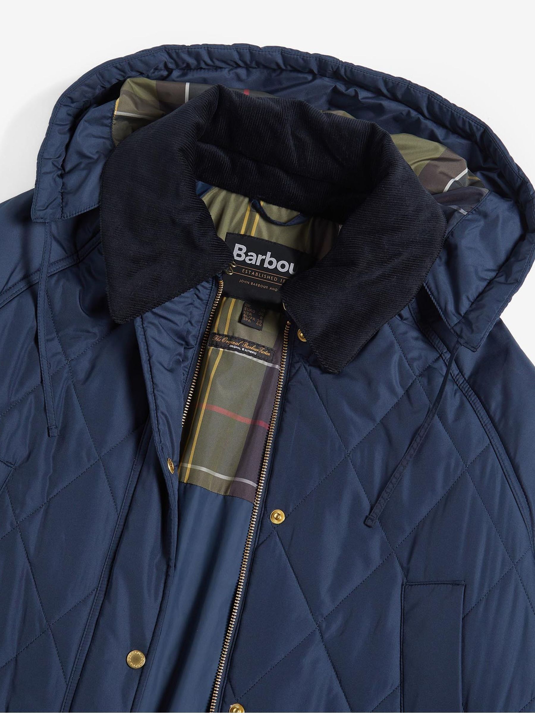 Buy Barbour Navy 100 Cotton Cookston Longline Diamond Quilt Patch Coat from Next Germany