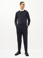 Navy Blue Crew Neck Regular Soft Touch Knit Jumper - Image 2 of 5