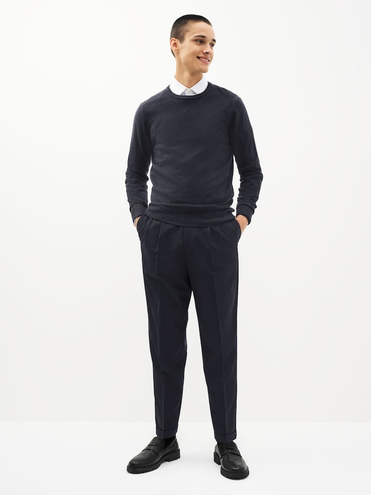 Navy Blue Crew Neck Regular Soft Touch Knit Jumper - Image 2 of 5