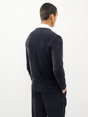 Navy Blue Crew Neck Regular Soft Touch Knit Jumper - Image 3 of 5