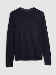 Navy Blue Crew Neck Regular Soft Touch Knit Jumper - Image 5 of 5
