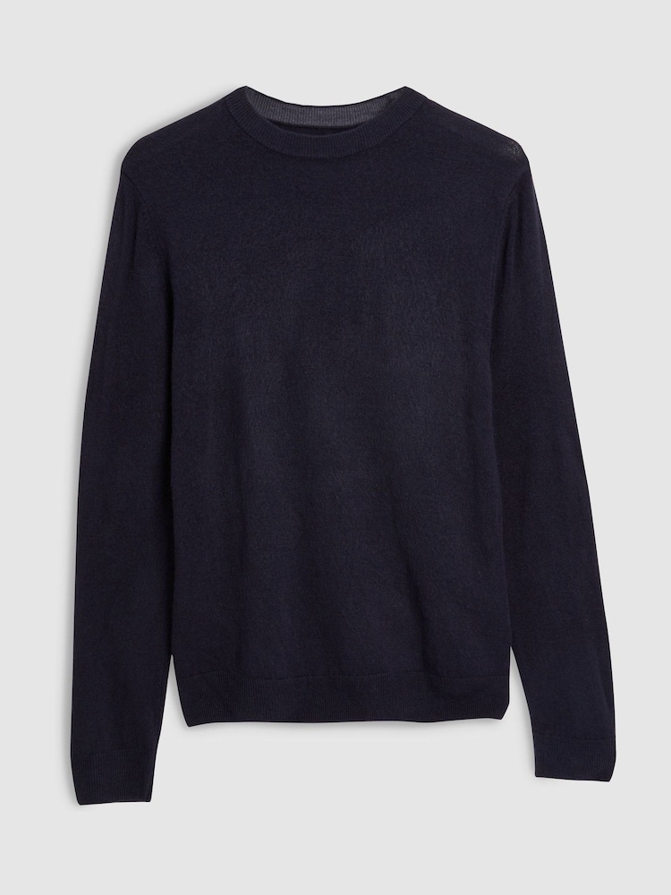 Navy Blue Crew Neck Regular Soft Touch Knit Jumper - Image 5 of 5