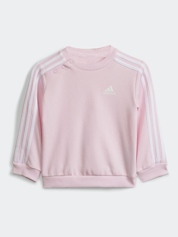 adidas Pink/Grey Kids Essentials 3-Stripes Tracksuit - Image 2 of 6