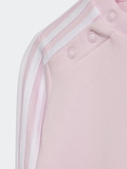 adidas Pink/Grey Kids Essentials 3-Stripes Tracksuit - Image 4 of 6