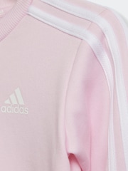 adidas Pink/Grey Kids Essentials 3-Stripes Tracksuit - Image 5 of 6