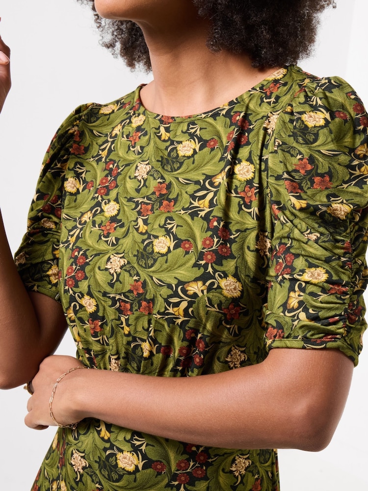 Joe Browns Green Autumn Leaves Printed Jersey Dress - Image 2 of 5 Joe Browns Green Autumn Leaves Printed Jersey Dress - Image 2 of 5