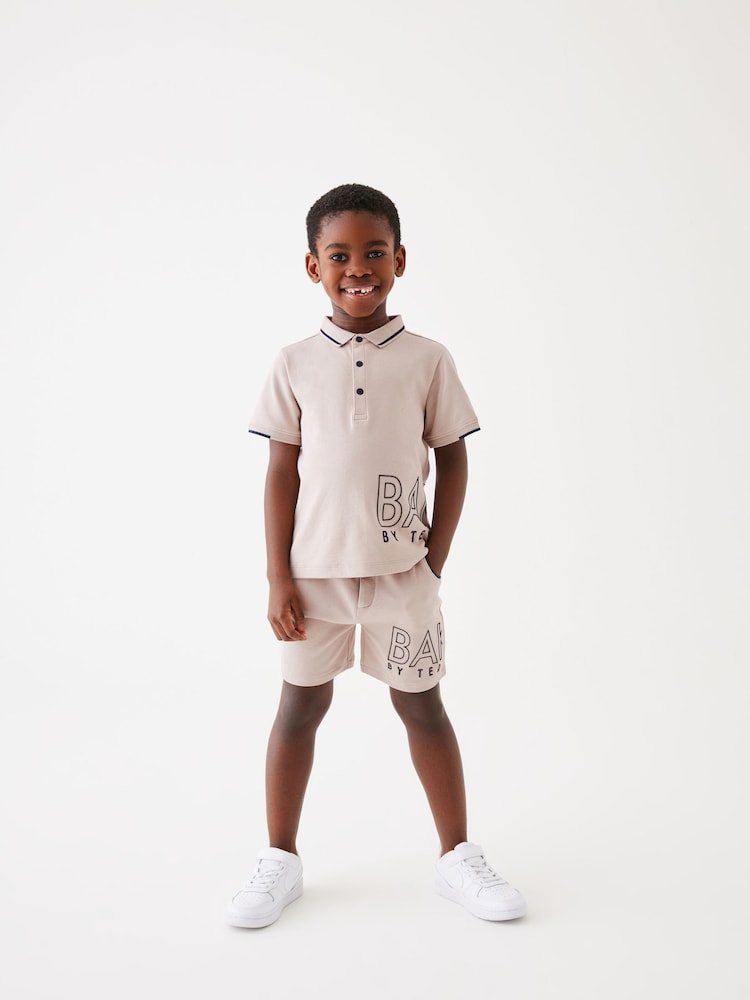 Baker by Ted Baker Stone Polo Shirt and Short Set - Image 1 of 8