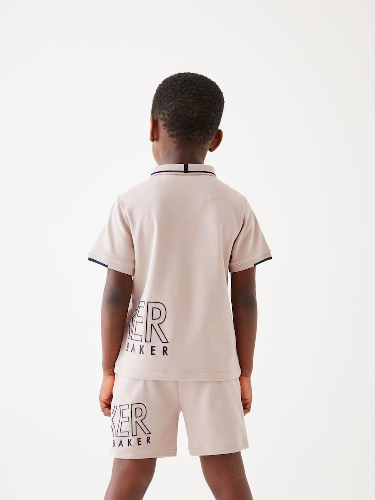 Baker by Ted Baker Stone Polo Shirt and Short Set - Image 2 of 8