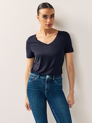 Blue Navy Slouch V-Neck T-Shirt - Image 1 of 5
