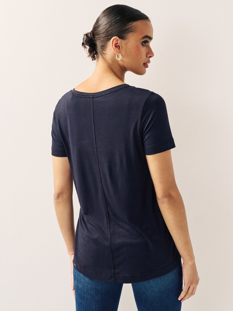 Blue Navy Slouch V-Neck T-Shirt - Image 2 of 5