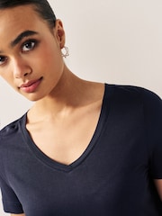 Blue Navy Slouch V-Neck T-Shirt - Image 3 of 5