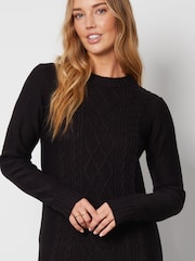 Threadbare Black Cable Knit Midi Jumper Dress - Image 4 of 4