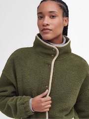 Barbour® Green Violetta Button Up 100% Cotton Borg Fleece - Image 4 of 7