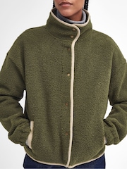 Barbour® Green Violetta Button Up 100% Cotton Borg Fleece - Image 5 of 7