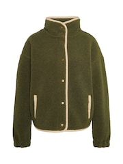 Barbour® Green Violetta Button Up 100% Cotton Borg Fleece - Image 7 of 7