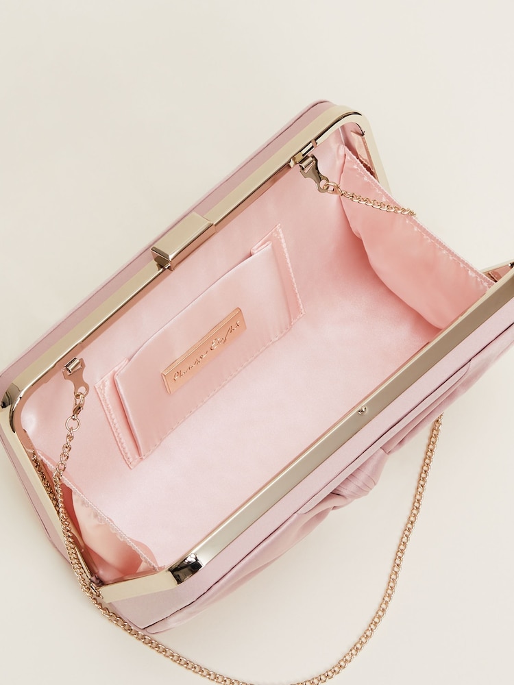 Phase Eight Pink Satin Knot Front Box Clutch - Image 7 of 7