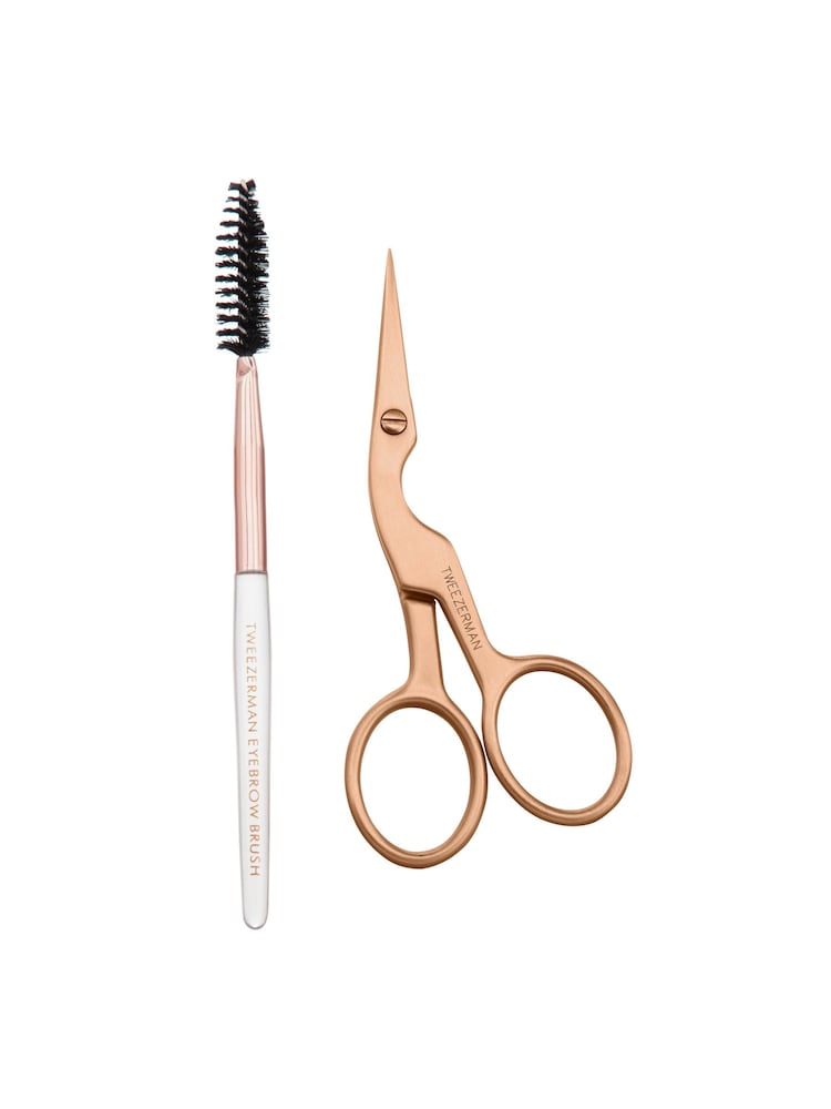 Tweezerman Pink Rose Gold Brow Shaping Scissors and Brush Set - Image 1 of 7 Tweezerman Pink Rose Gold Brow Shaping Scissors and Brush Set - Image 1 of 7