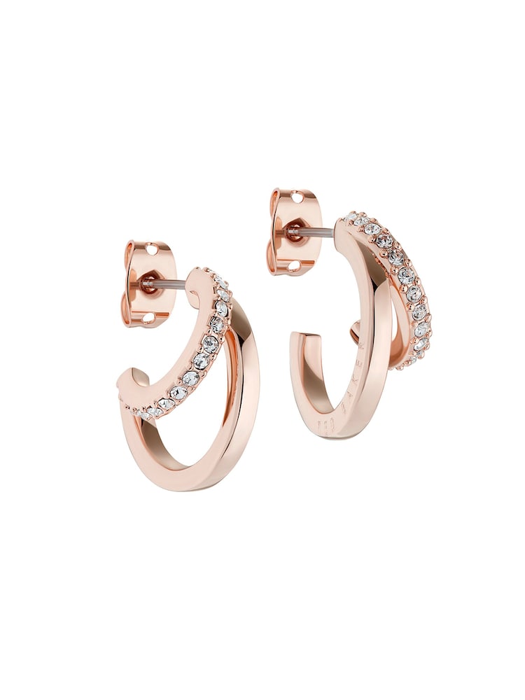 Ted Baker Rose Gold Tone HELIAS: Crystal Multi Hoop Earrings - Image 1 of 4 Ted Baker Rose Gold Tone HELIAS: Crystal Multi Hoop Earrings - Image 1 of 4