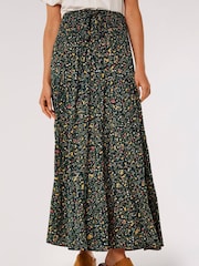 Apricot Green Multi Forest Floral Tiered Maxi Skirt - Image 1 of 1