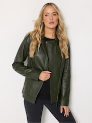 Verde măsliniu - Long Tall Sally Jachetă din piele premium Biker - Imaginea 1 din 6