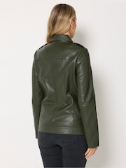 Verde măsliniu - Long Tall Sally Jachetă din piele premium Biker - Imaginea 3 din 6