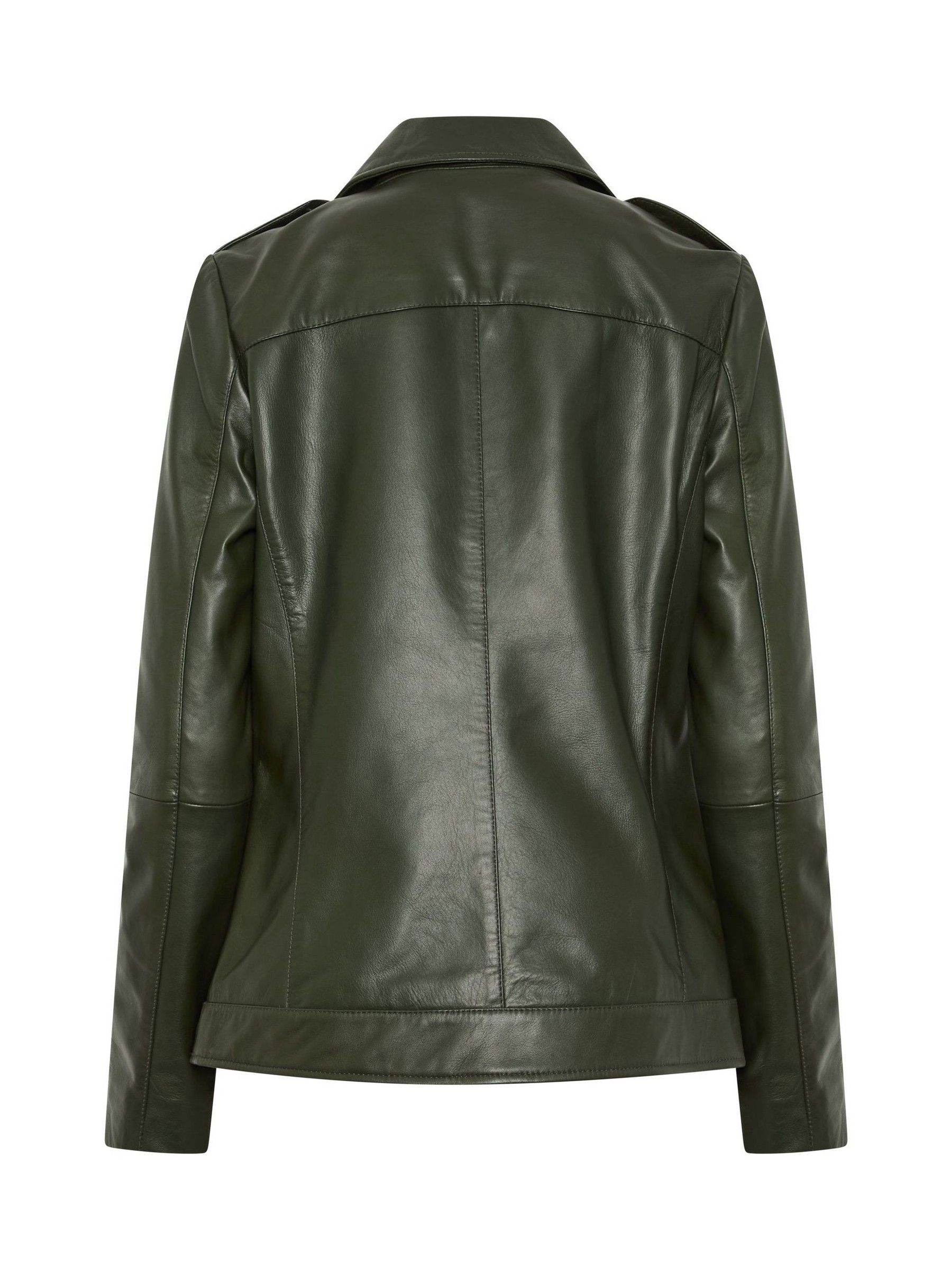 Buy Long Tall Sally Olive Green Premium Leather Biker Jacket from