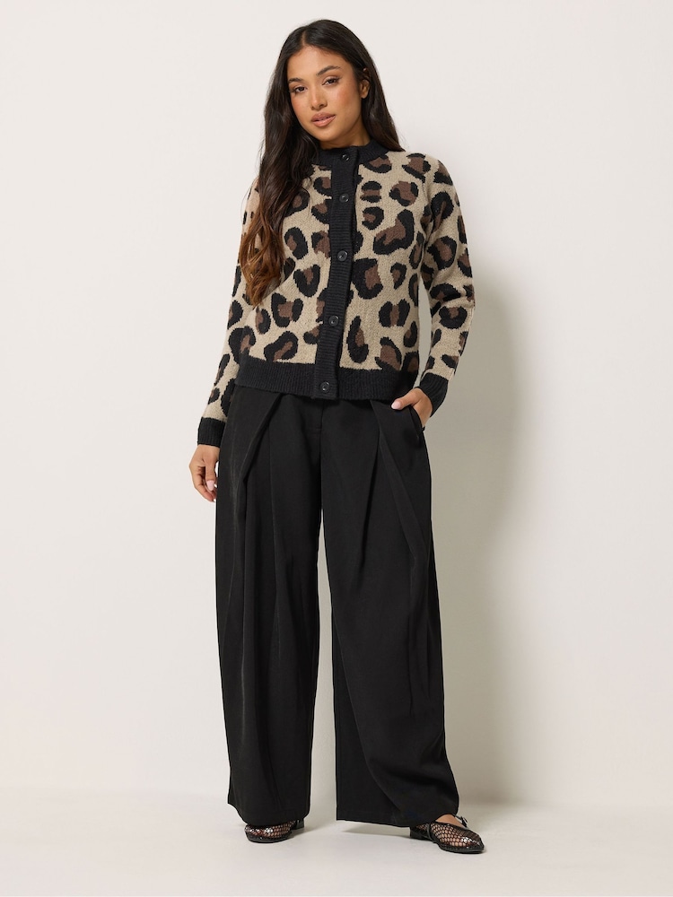 PixieGirl Petite Brown Leopard Button Cardigan - Image 2 of 6 PixieGirl Petite Brown Leopard Button Cardigan - Image 2 of 6