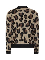 PixieGirl Petite Brown Leopard Button Cardigan - Image 6 of 6