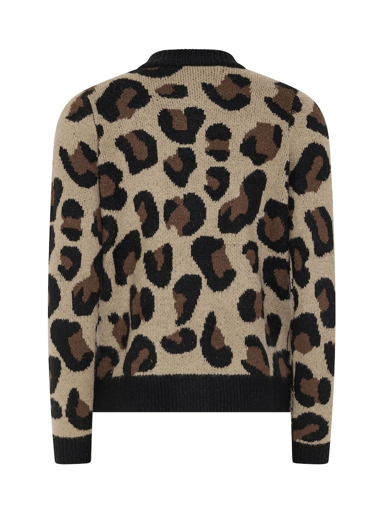 PixieGirl Petite Brown Leopard Button Cardigan - Image 6 of 6 PixieGirl Petite Brown Leopard Button Cardigan - Image 6 of 6