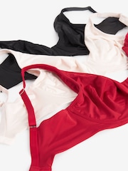 Red/Black/Cream Non Pad Full Cup DD+ Microfibre Smoothing T-Shirt Bras 3 Pack - Image 10 of 10