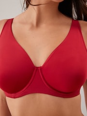 Red/Black/Cream Non Pad Full Cup DD+ Microfibre Smoothing T-Shirt Bras 3 Pack - Image 4 of 10