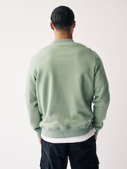 Sage Green Regular Fit Jersey Cotton Rich Crew Sweatshirt - Image 3 of 8