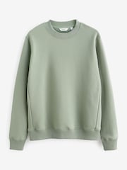 Sage Green Regular Fit Jersey Cotton Rich Crew Sweatshirt - Image 6 of 8