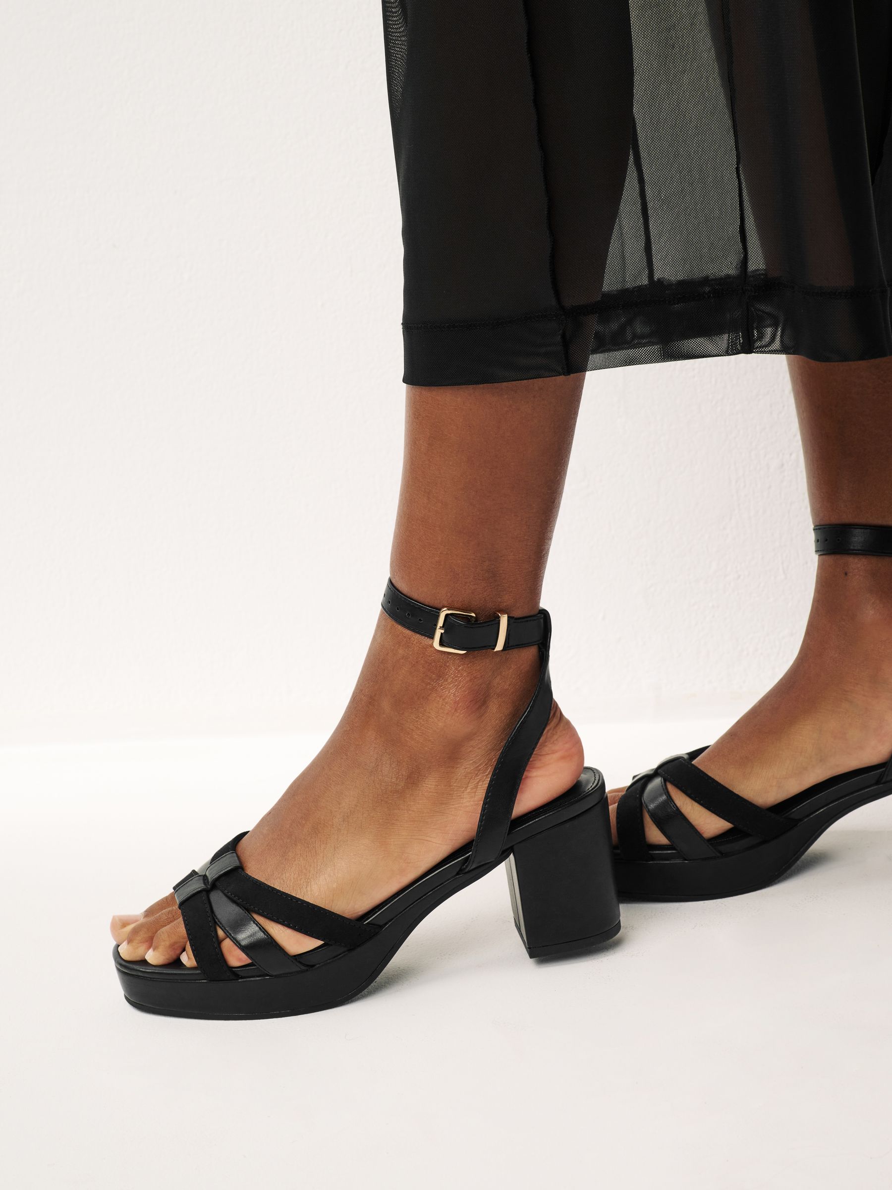Buy Black Forever Comfort Low Platform Heels from Next India