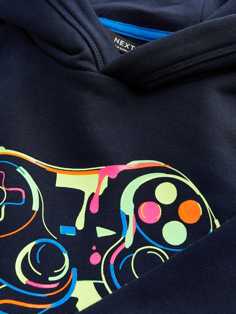 Blue Gaming Controller Graphic Hoodie (3-16yrs) - Image 3 of 3