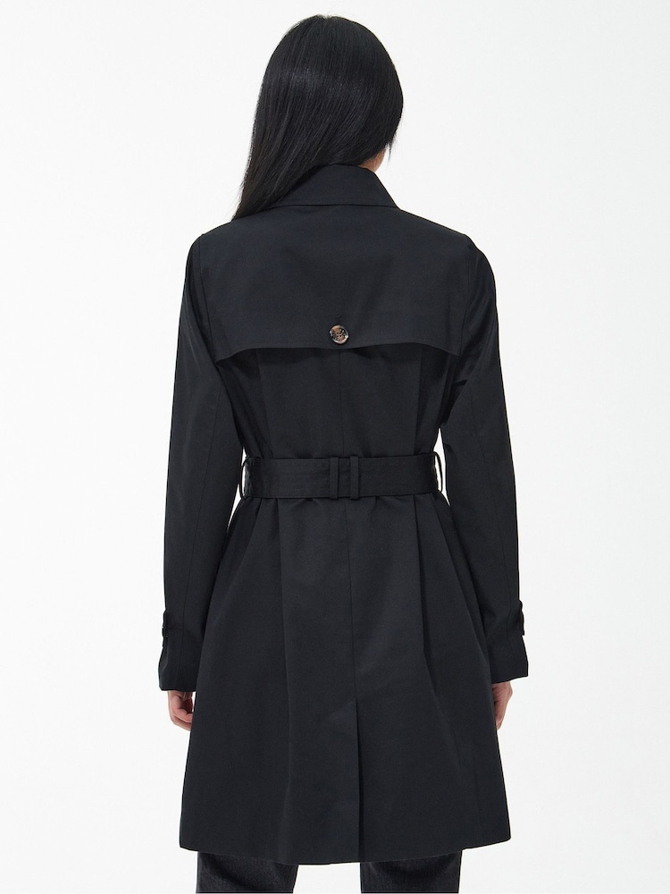 Barbour® Black Greta Showerproof Trench 100% Cotton Coat - Image 2 of 10