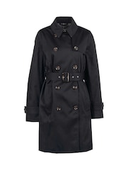 Barbour® Black Greta Showerproof Trench 100% Cotton Coat - Image 7 of 10