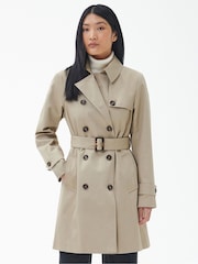 Barbour® Beige Greta Showerproof Trench 100% Cotton Coat - Image 1 of 9