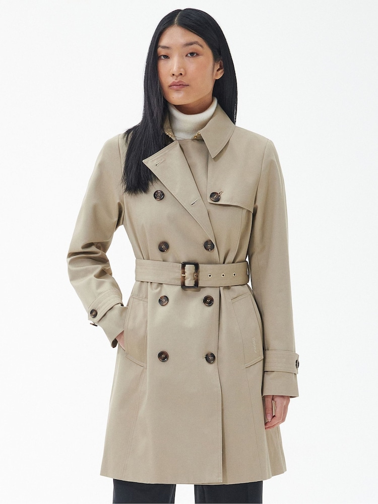 Barbour® Beige Greta Showerproof Trench 100% Cotton Coat - Image 1 of 9