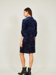 Yumi Blue Velvet Tunic Dress With 3/4 Sleeves - Image 2 of 5