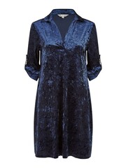 Yumi Blue Velvet Tunic Dress With 3/4 Sleeves - Image 5 of 5