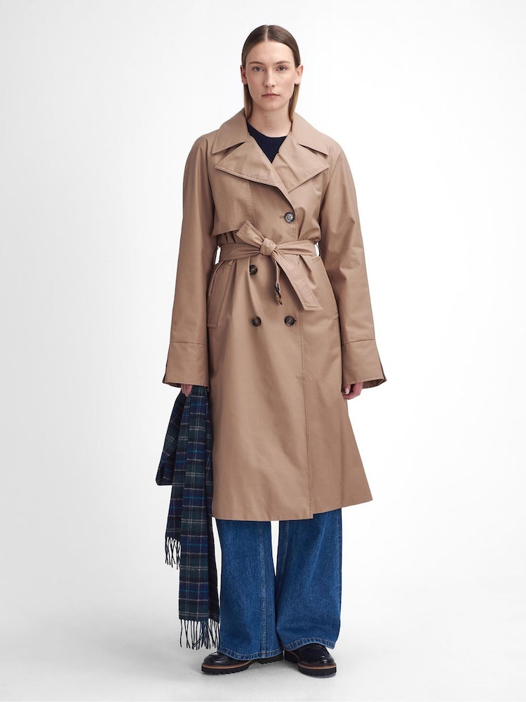 Barbour® Beige Gwyn Showerproof 100% Cotton Trench Coat - Image 1 of 7