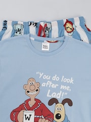 Vanilla Underground Blue Wallace And Gromit Short Sleeve Leg Pyjamas Set - Image 3 of 6