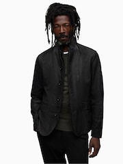 AllSaints Black Survey Leather Blazer - Image 1 of 9