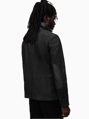 AllSaints Black Survey Leather Blazer - Image 2 of 9