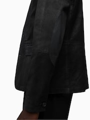 AllSaints Black Survey Leather Blazer - Image 8 of 9